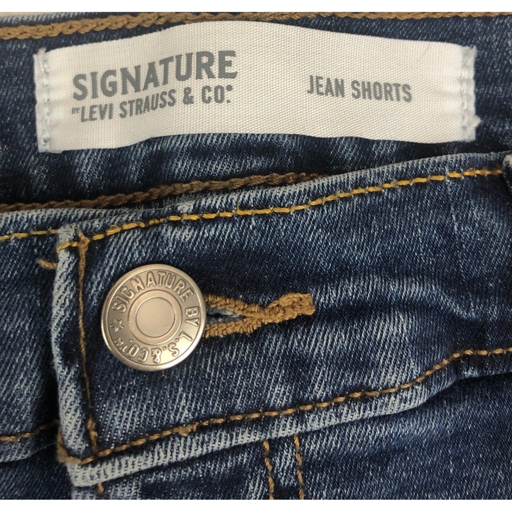 Signature by Levi Strauss & Co Mens Dark Wash Cuffed Denim Jean Shorts Size 32 - Picture 3 of 7